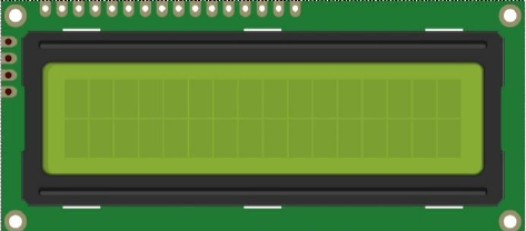 Official manual photo of the I2C LCD1602 module, a sixteen-by-two character display with a four-pin I2C backpack.