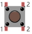 Official manual photo of a four-pin push button switch with its pin pairs labelled 1 and 2.